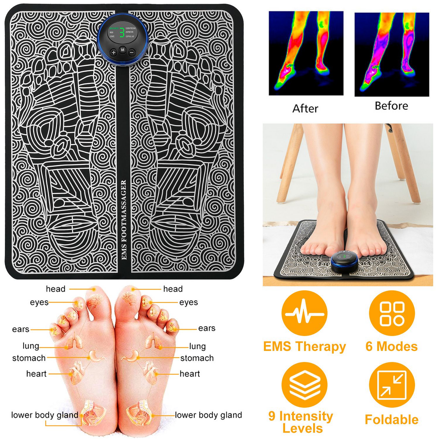 “EMS Foot Massage Pad – Electric Stimulator for Pain Relief”